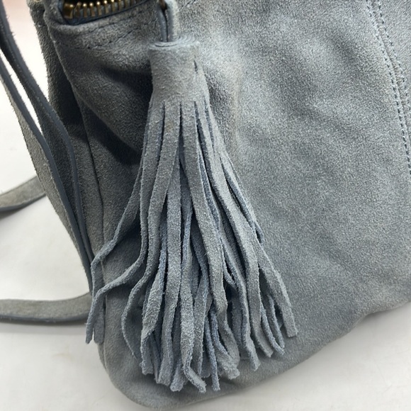 Margot Light Blue Suede Crossbody Bag. MCB2162C - Picture 11 of 14